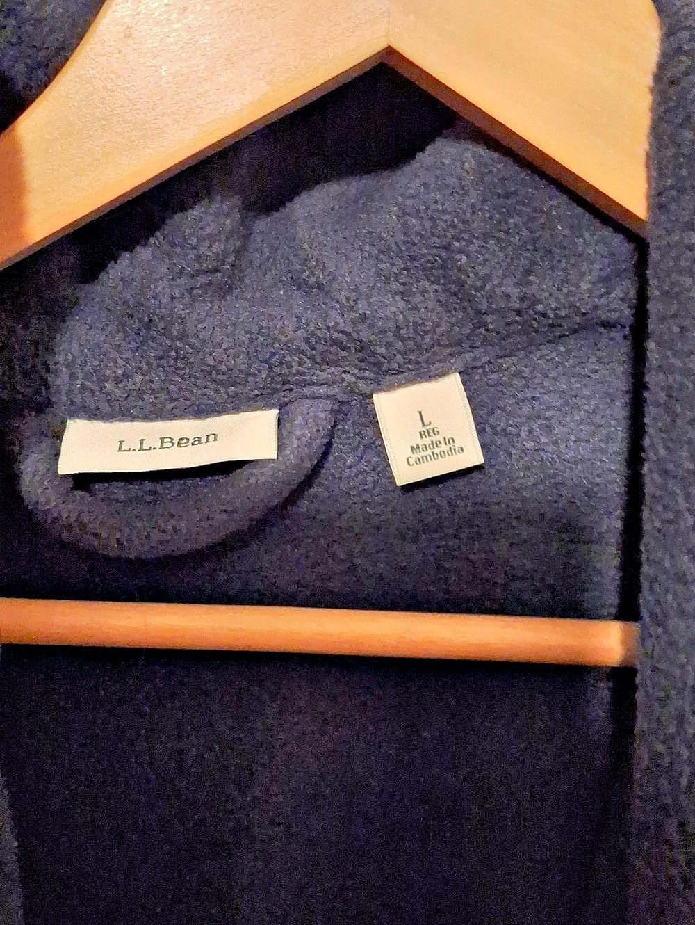 L.L.Bean Long Navy Robe Like New - Picture 2 of 3